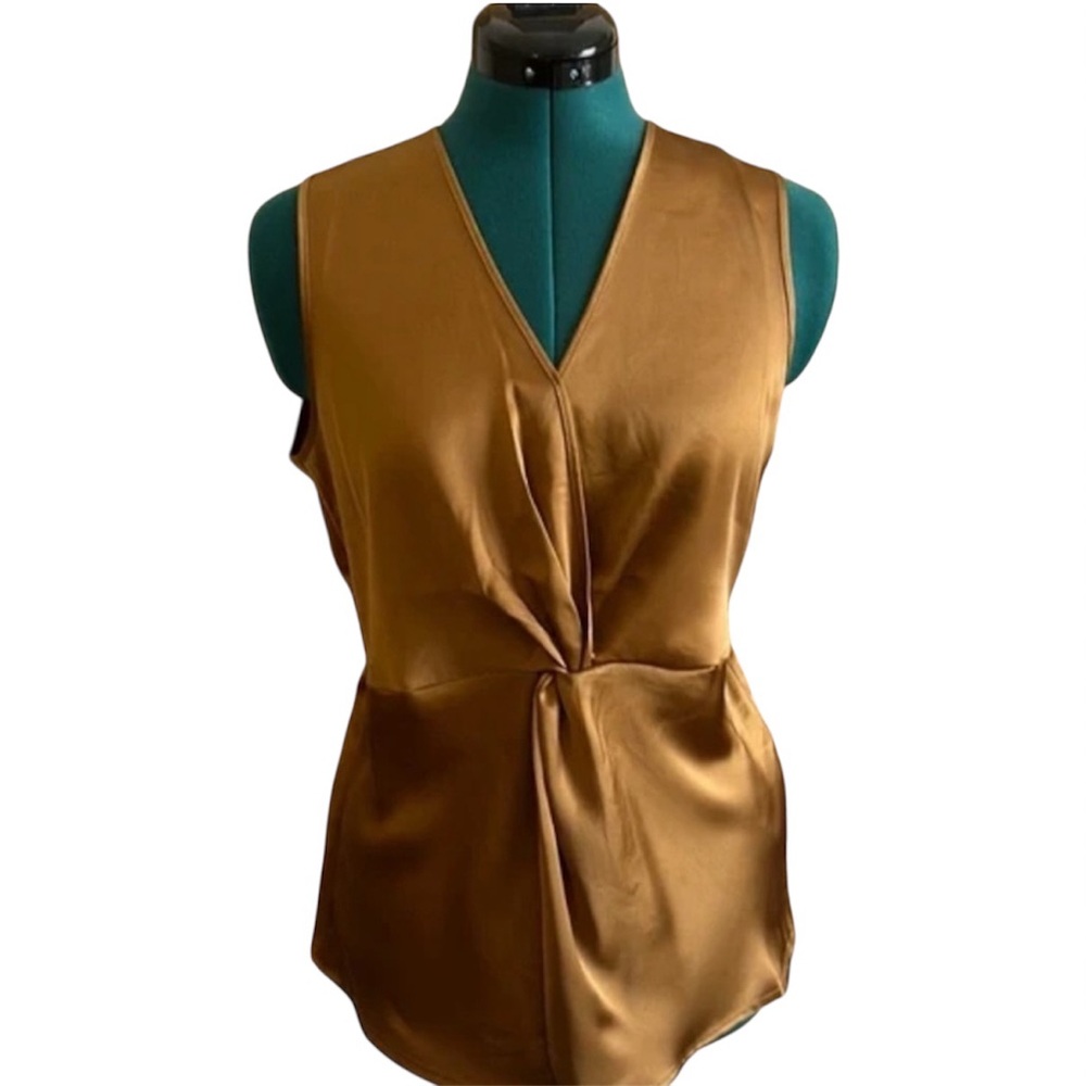 Nicole Miller bronze Satin Top small NWT